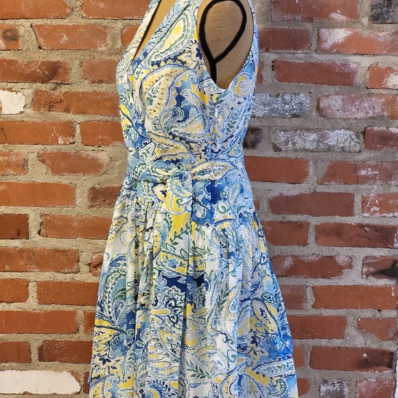 Ralph Lauren 8P blue, green, yellow floral cotton dress - Picture 4 of 8